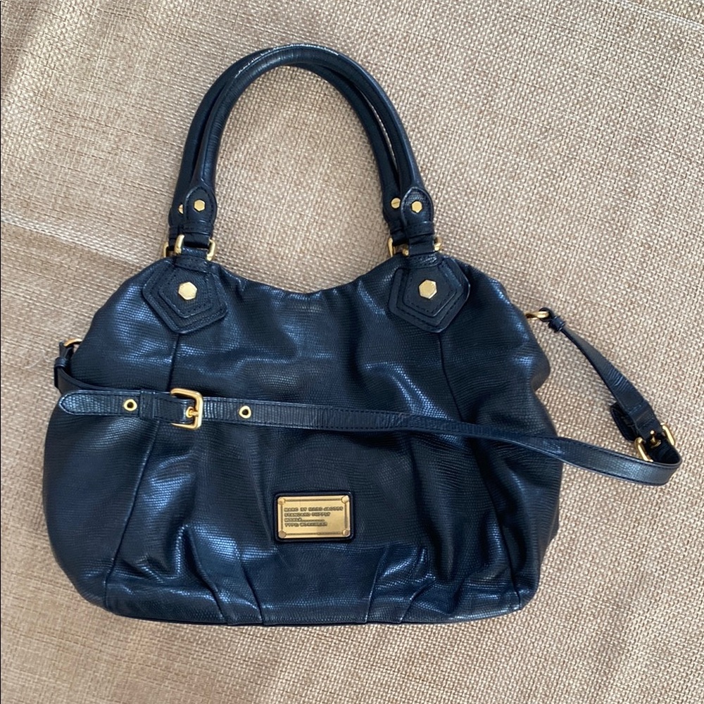 Marc Jacobs Black and Gold Shoulder Bag with Adjustable Strap